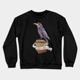 : Crow Plague Doctor Say quote stay safe vintage style Crewneck Sweatshirt